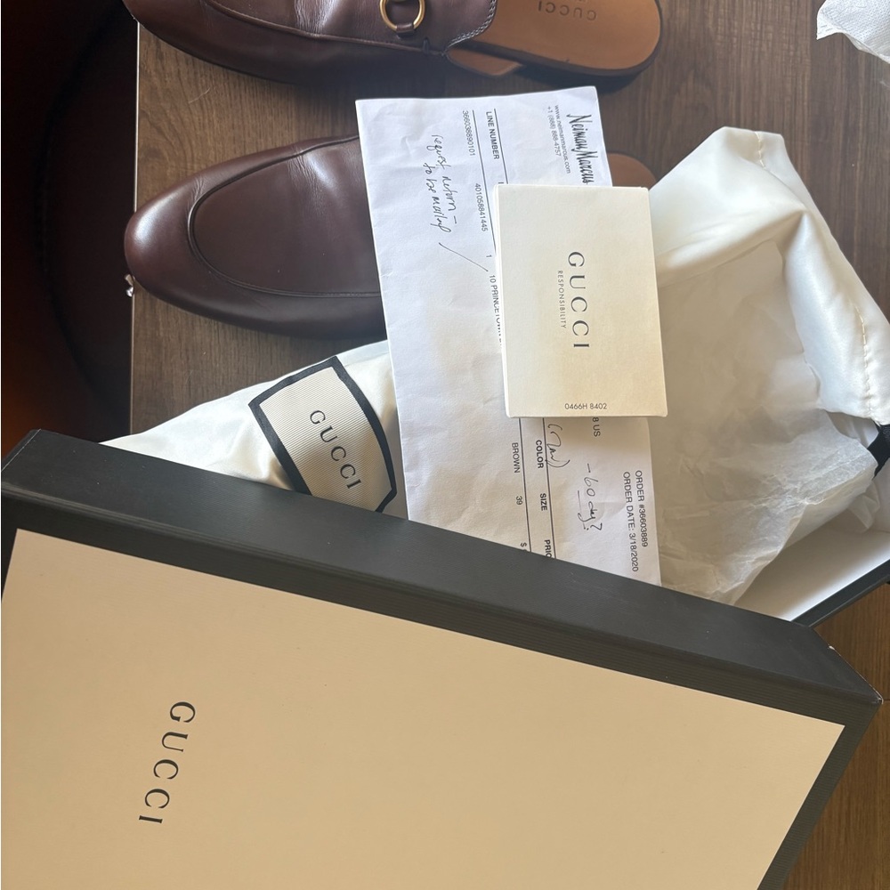 Gucci Chocolate Leather Loafers with Gold Hardware - Picture 4 of 4